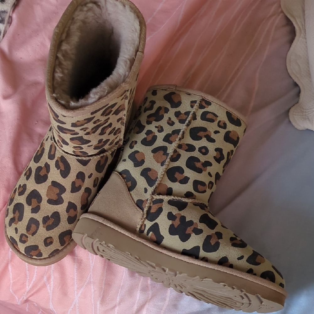 UGG Tan and Brown Leopard Print Winter Boots